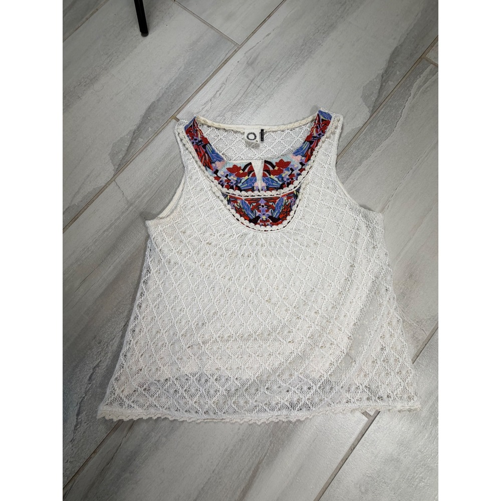Akemi + Kin Ivory Lace Embroidered Sleeveless Boho Top XS